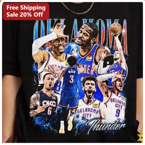 OKC Thunder Tee Oklahoma City Basketball Team Fan Shirt Shai Gilgeous-Alexander SGA NBA Gift for Men available at our Chicago, Illinois warehouse