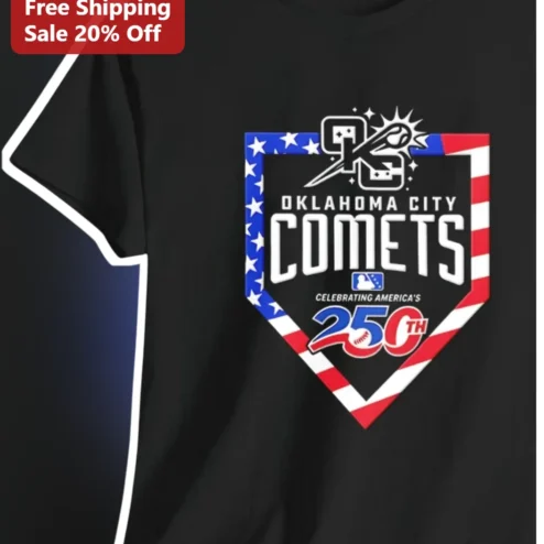 Oklahoma City Comets Celebrating America's 250th Anniversary Patriotic Baseball Tee