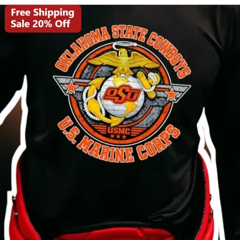 Oklahoma State Cowboys US Marine Corps Vintage Distressed Tee Gift for Veterans and OSU Alumni