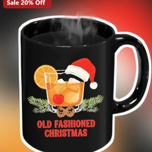 Old Fashioned Christmas Mug Funny Cocktail Design Holiday Gift for Bartenders Adults