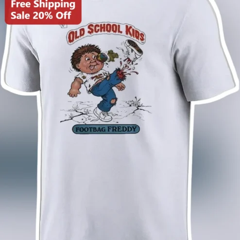Old School Kids Footbag Freddy Tee Retro 90s Nostalgia Hacky Sack Cartoon Shirt Gift for Adults
