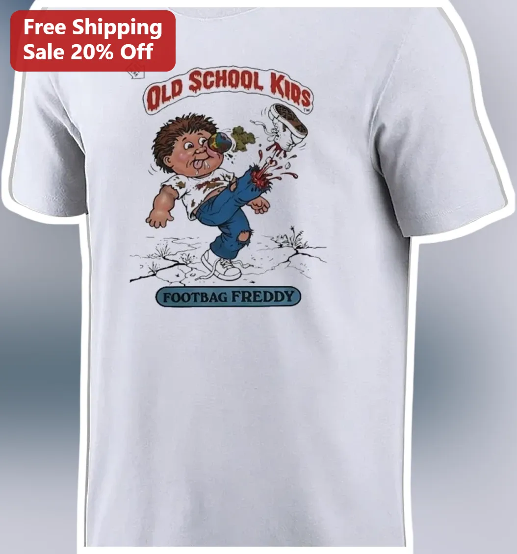 Old School Kids Footbag Freddy Tee Retro 90s Nostalgia Hacky Sack Cartoon Shirt Gift for Adults