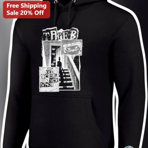 Old School New School Tape B Graphic Hoodie Retro Hip Hop Streetwear