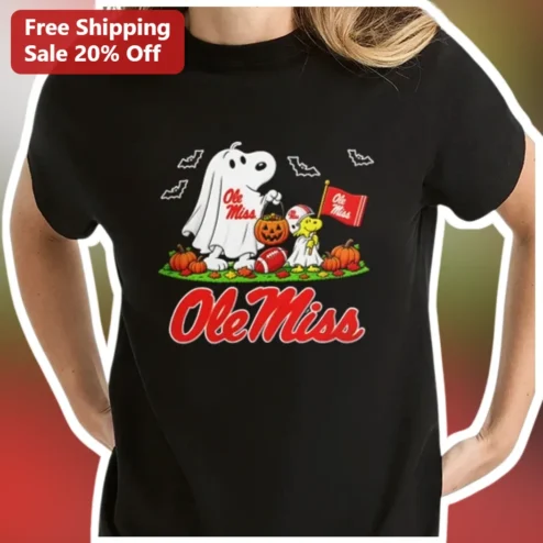 Ole Miss Tee Snoopy Halloween Ghost Costume Woodstock SEC Football Fan Apparel