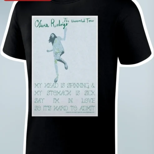Olivia Rodrigo The Unraveled Tour Tee My Head Is Spinning Stomach Sick Vintage Concert Merch Shirt