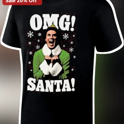 OMG! SANTA! Buddy the Elf Funny Christmas Graphic Tee