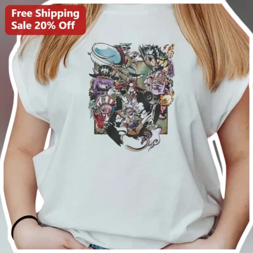 One Piece Straw Hat Pirates Cat Parody Graphic Tee Anime Kawaii Gift