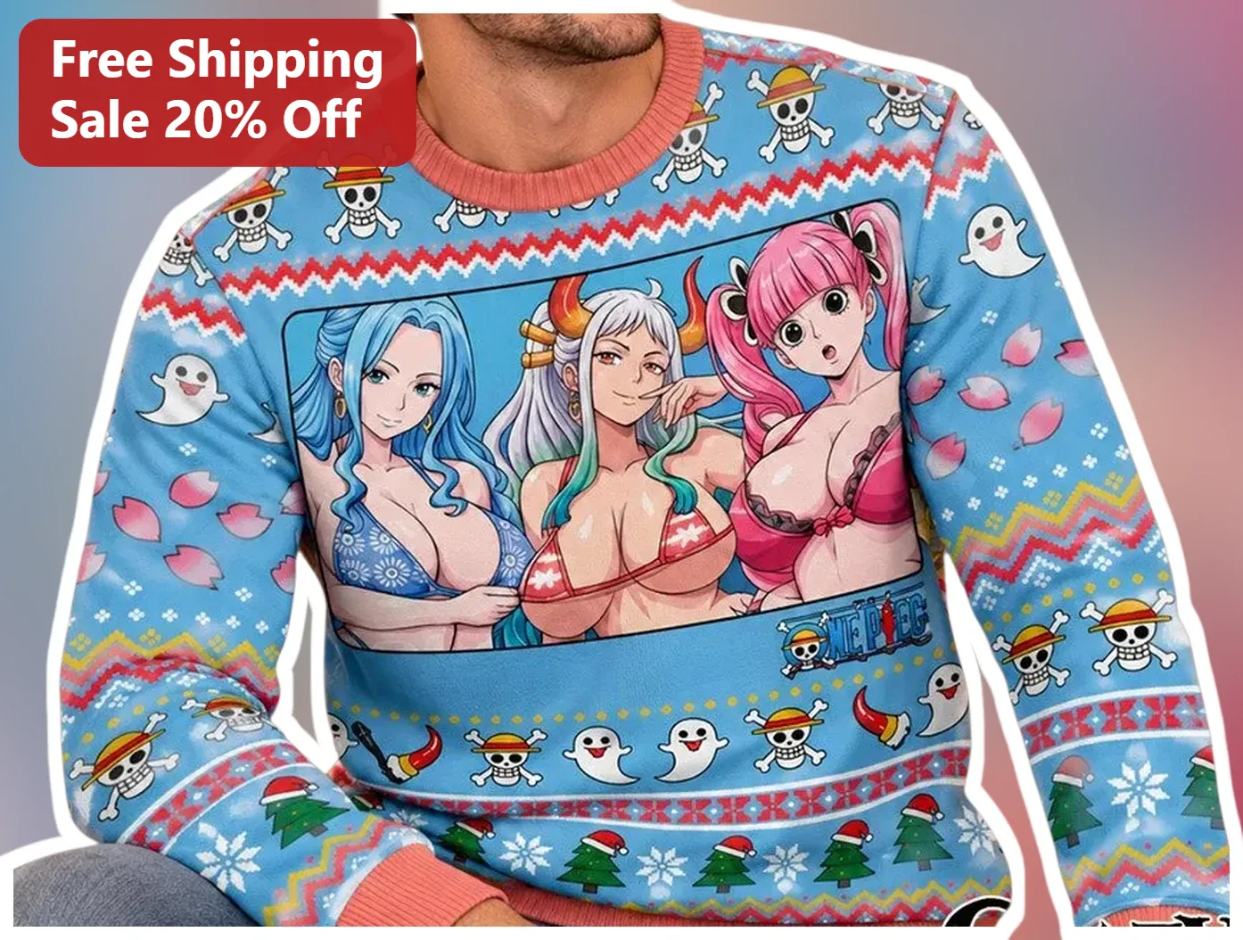 One Piece Sweatshirt Ugly Christmas Sweater Pattern Vivi Yamato Perona Anime Girls Holiday Gift