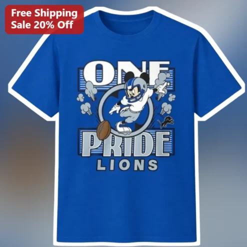 One Pride Lions Mickey Mouse Football Graphic Tee available at our Chicago, Illinois warehouse