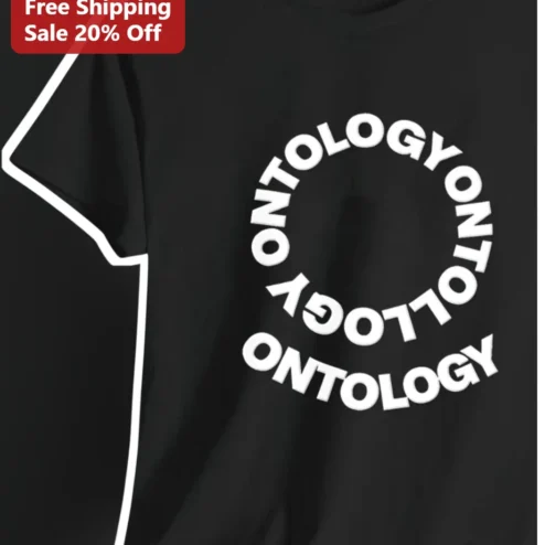 ONTOLOGY Philosophy Graphic Tee Minimalist Circular Typography Shirt for Students