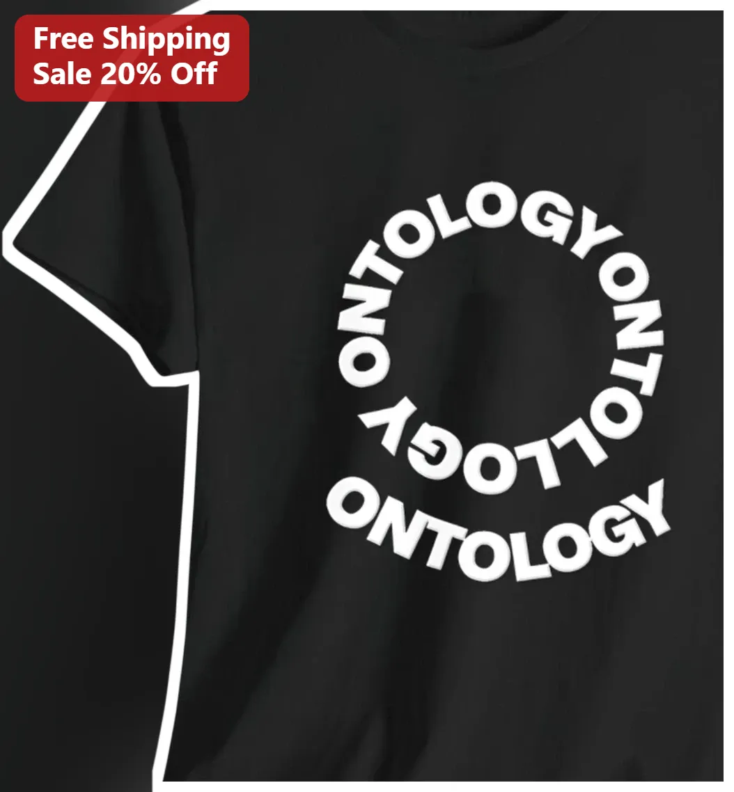 ONTOLOGY Philosophy Graphic Tee Minimalist Circular Typography Shirt for Students