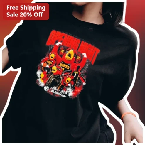Opening Night Atlanta Hawks Mascot Vintage Style Tee for Basketball Fans available at our Chicago, Illinois warehouse