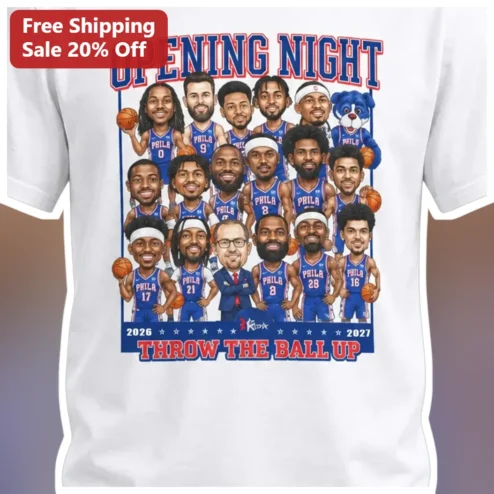 Opening Night Throw The Ball Up Philadelphia 76ers Basketball Team Graphic Tee