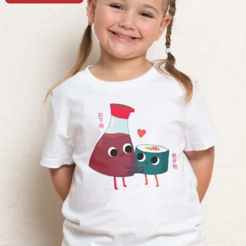 Osaji Maki Sushi Soy Sauce Kawaii Kids Tee Japanese Food Art Graphic T-Shirt