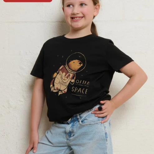 Otter Space Tee Cute Astronaut Otter Graphic Shirt for Kids and Men