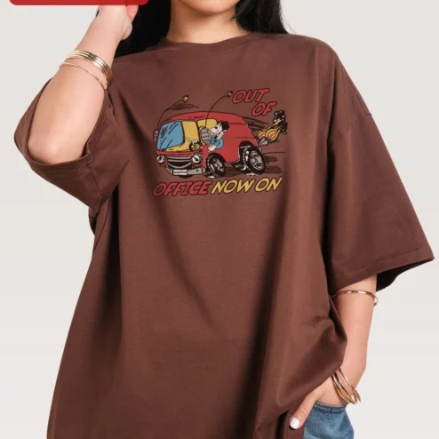 Out Of Office Now On Fred Flintstone Tee Retro Cartoon Graphic Shirt