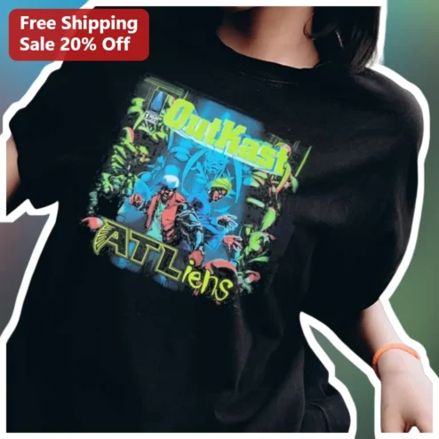 OutKast ATLiens Tee Vintage Hip Hop Album Cover Graphic T-Shirt for Men Women