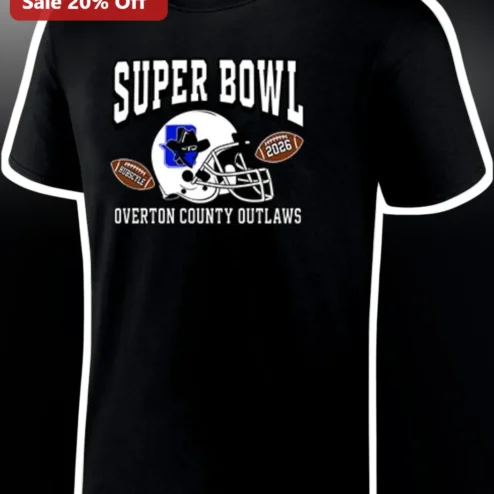 Overton County Outlaws Super Bowl Football Helmet Graphic Tee