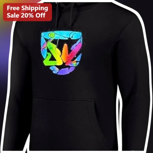 Overwatch Hoodie Rainbow Mosaic Logo Pullover Gaming Merch for Men Women