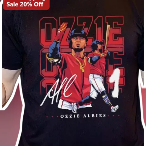 Ozzie Albies Atlanta Braves Fan Tee Baseball Player Signature Graphic Shirt