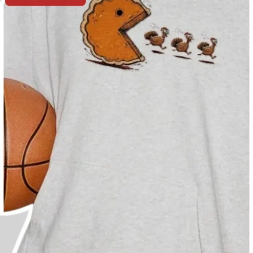 Pac-Man Thanksgiving Pumpkin Pie Tee Retro Arcade Gaming Shirt