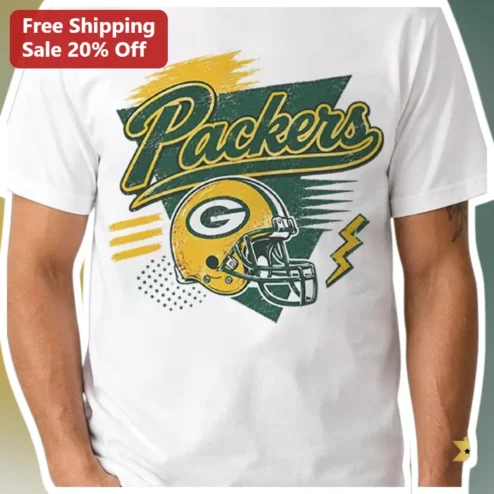 Packers Vintage Green Bay NFL Football Helmet Graphic Tee for Men Women Game Day Fan Gear