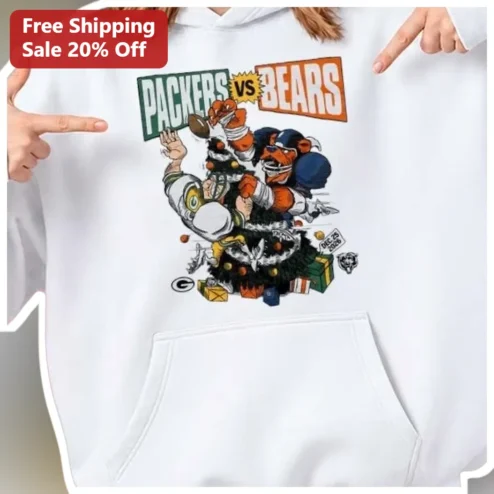 Packers vs Bears Christmas Game Day Hoodie NFL Rivalry Holiday Gift for Men