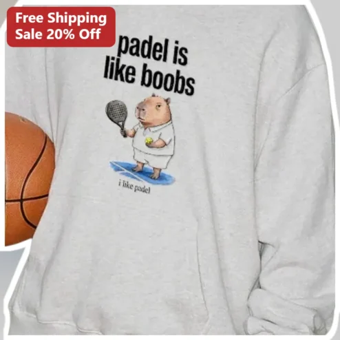 Padel Sweatshirt Funny Capybara Racket Sport Gift for Players