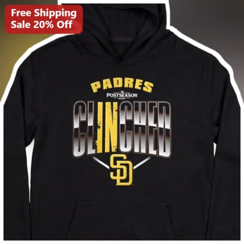 Padres Postseason Clinched Hoodie San Diego Padres Playoff Win Pullover for Men Women