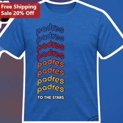 Padres To The Stars Tee Retro Vintage Typography Baseball Dad Gift Shirt