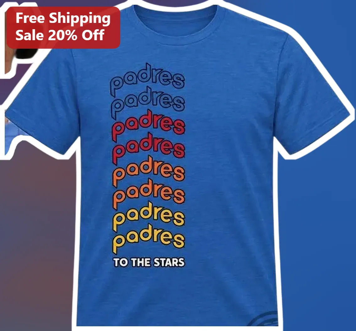 Padres To The Stars Tee Retro Vintage Typography Baseball Dad Gift Shirt