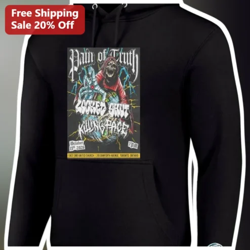 Pain of Truth Locked Shut Killing Pace Hoodie Hardcore Punk Metal Band Merch Fall Tour Gift