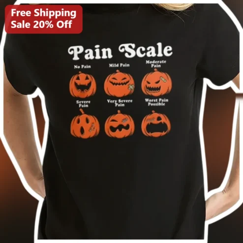 Pain Scale Tee Funny Halloween Nurse Gift Medical Humor Shirt for Healthcare Workers