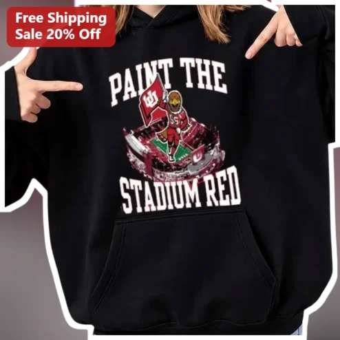 Paint The Stadium Red Hoodie Bucky Badger Wisconsin Badgers College Football Fan Apparel