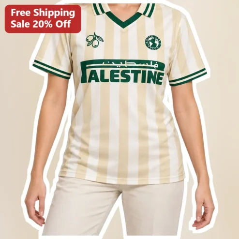 Palestine Free Palestine Tee Arabic Calligraphy Olive Branch Soccer Jersey Style Shirt for Men Women