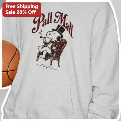 Pall Mall Hoodie Snoopy Gentleman Vintage Retro Graphic Pullover for Men available at our Chicago, Illinois warehouse