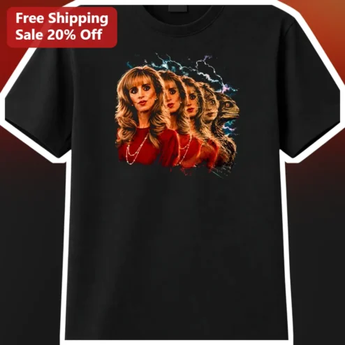 Pamela Anderson Lizard Morph Surreal Graphic Tee Celebrity Pop Culture Gift