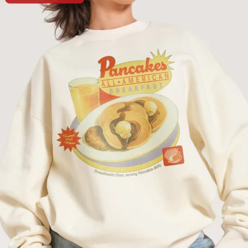 Pancakes All-American Breakfast Sweet Hot Mess Sweatshirt Funny Brunch Gift for Foodies
