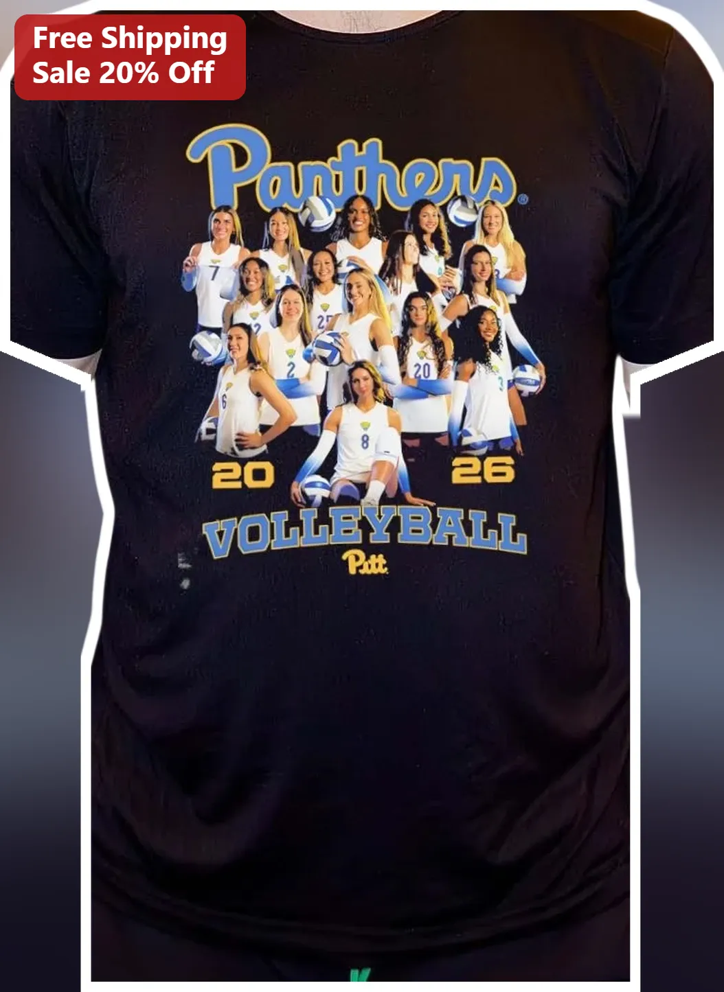 Panthers Volleyball Tee Custom Team Photo Shirt Personalized Class of Year Gift for Women Men