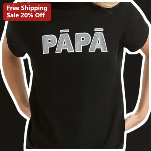 PĀPĀ Tee Papa Dad Gift Black Cotton Shirt Father's Day