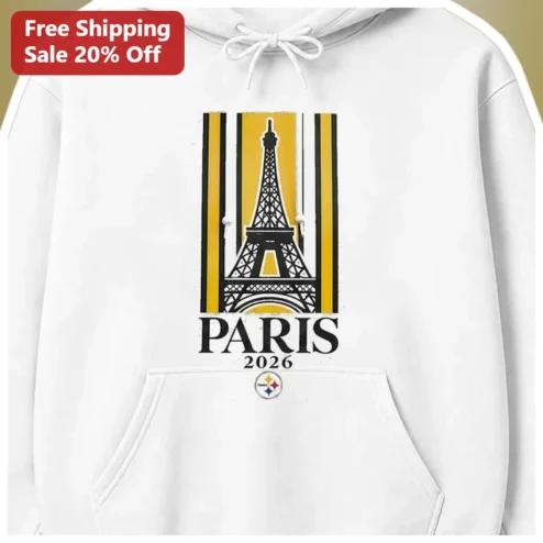 Paris 2026 Hoodie NFL Steelers Fan Gear Eiffel Tower Vintage Poster Style Travel Gift available at our Chicago, Illinois warehouse