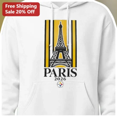 Paris 2026 Hoodie Steelers NFL Fan Travel Souvenir Unisex Pullover available at our Chicago, Illinois warehouse