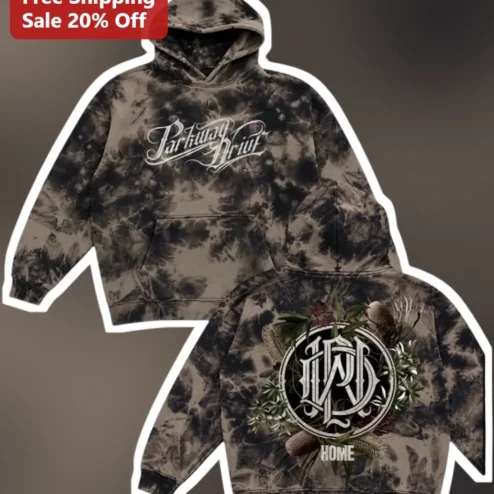 Parkway Drive Acid Wash Hoodie Black Botanical Wreath Monogram Rock Band Merch