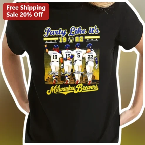 Party Like it's 1982 Milwaukee Brewers Tee Vintage Baseball Retro Graphic Shirt for Fans