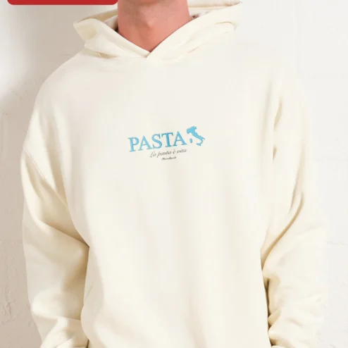 PASTA La pasta vita Hoodie Italian Food Lover Gift Pasta Is Life Apparel on a hanger, ready to ship from Chicago, Illinois