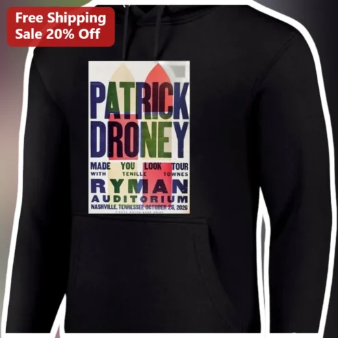 Patrick Dronney Made You Look Tour Hoodie Vintage Concert Poster Graphic Merch for Comedy Fans available at our Chicago, Illinois warehouse