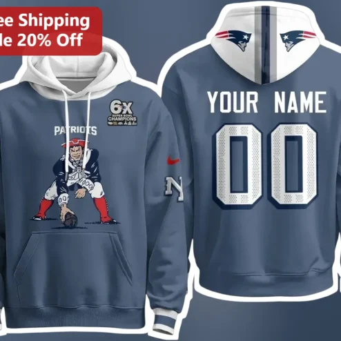 Patriots 6X Super Bowl Champions Hoodie New England NFL Fan Gear