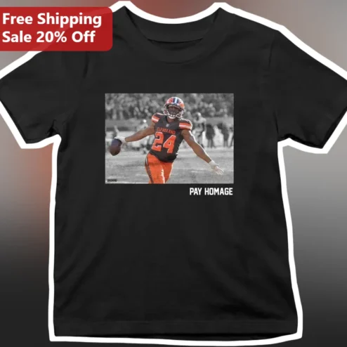 Pay Homage Cleveland Browns Player #24 Graphic Tee for Men NFL Football Fans