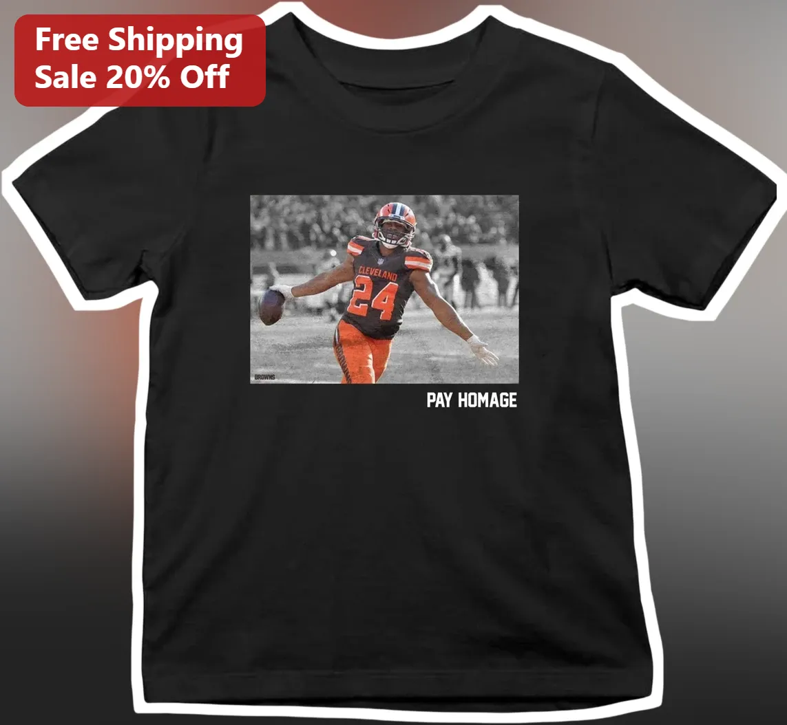 Pay Homage Cleveland Browns Player #24 Graphic Tee for Men NFL Football Fans