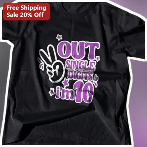 Peace Out Single Digits Im 10 Tee 10th Birthday Gift Turning Double Digits